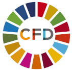 Logoet for FN's Verdensmål med CFD's logo sat ind i midten 